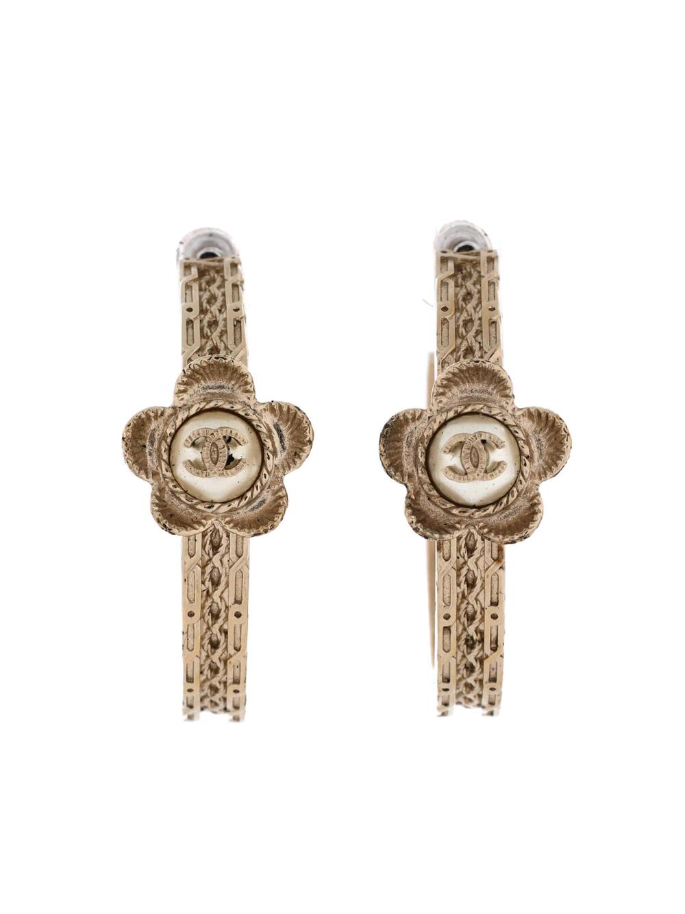 Chanel Flower Cc Hoop Earrings Metal #377862C72B